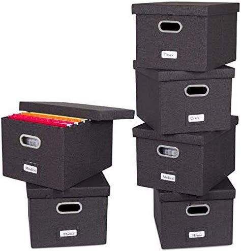 Collapsible File Storage Organizer With Lid Decorative Linen Filing