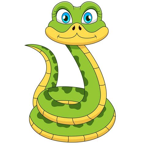 Cute green snake cartoon illustration 21814774 Vector Art at Vecteezy