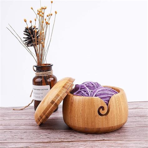 Bamboo Yarn Bowl X Inch Handmade Knitting Bowl Wool Holder With