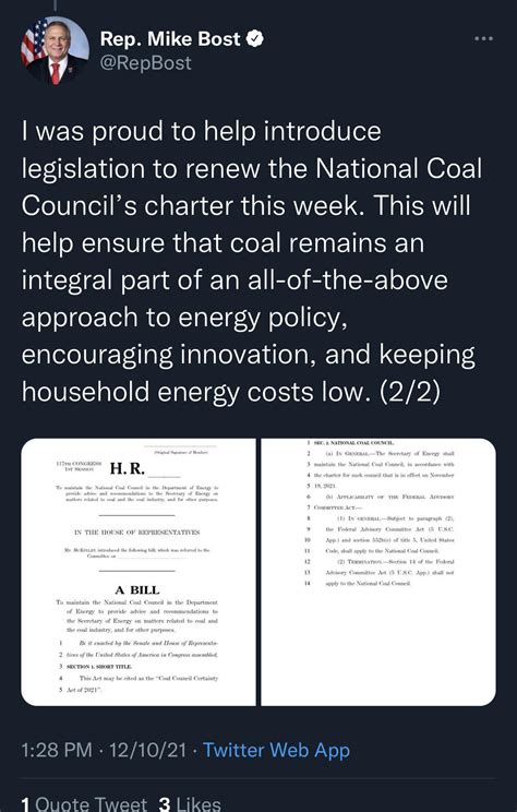 Rep. Mike Bost (Illinois) proudly ensuring that 'coal remains part of ...