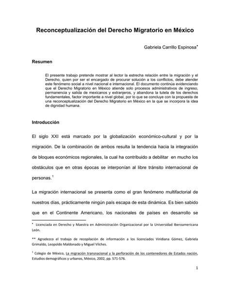 Reconceptualización Del Derecho Migratorio En México