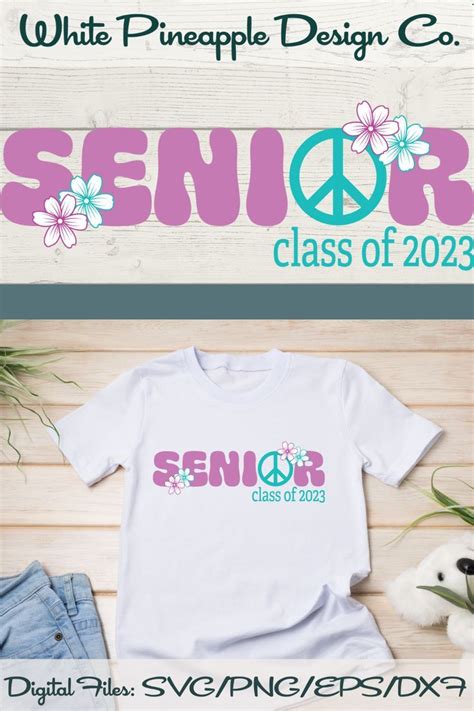 Retro Senior 2023 SVG, Senior 2023 SVG, Peace Sign SVG, Floral Svg ...