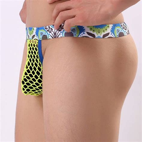 Mens Mesh See Through Bikini Briefs Bulge Pouch G String Thong Underwear For Men Buy Online In