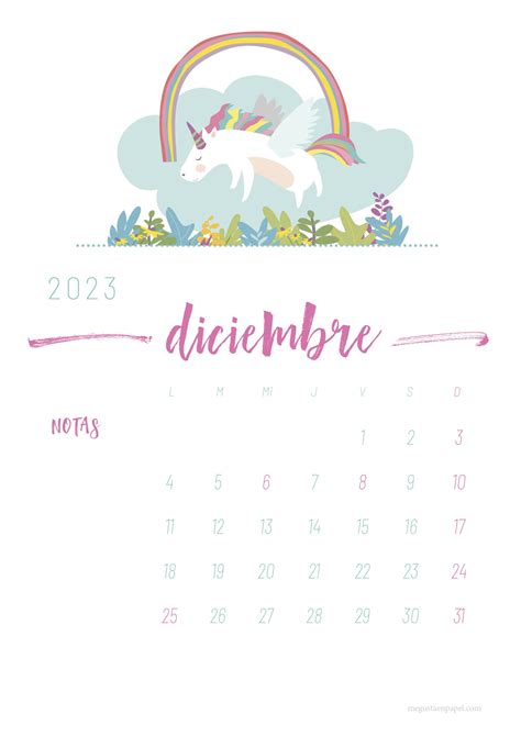 Calendario Mensual Diciembre 2023