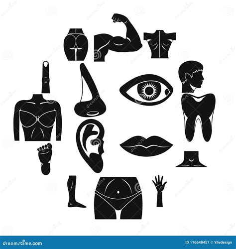 Iconos Fijados Estilo Simple De Las Partes Del Cuerpo Ilustraci N Del