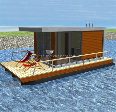 Houseboat Floating Pontoon Water Boat House Pontoon Platform With Wood ...