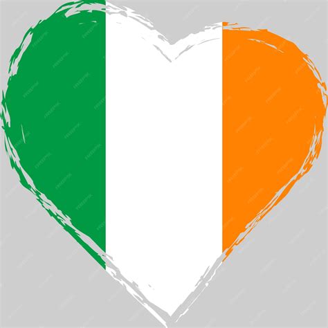 Premium Vector | Ireland flag in heart shape grunge brushstroke irish
