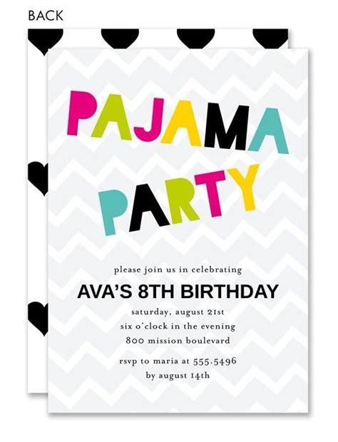 Bright Chevron Pajama Party Invitation Pajama Party Party