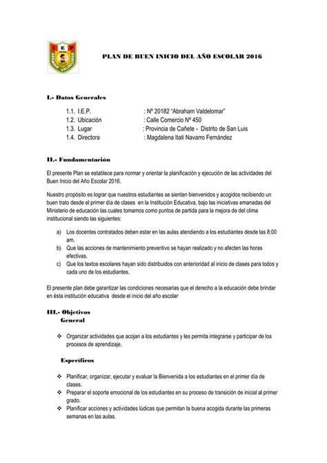 Programa del buen inicio del año escolar 2016 PDF Descarga Gratuita