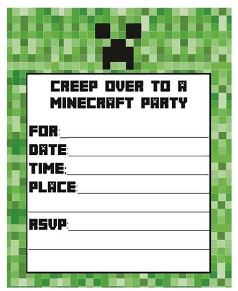 Free Minecraft Invitation Card