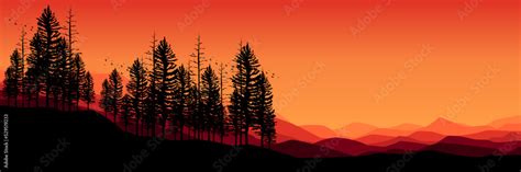 forest silhouette landscape vector illustration good for wallpaper ...