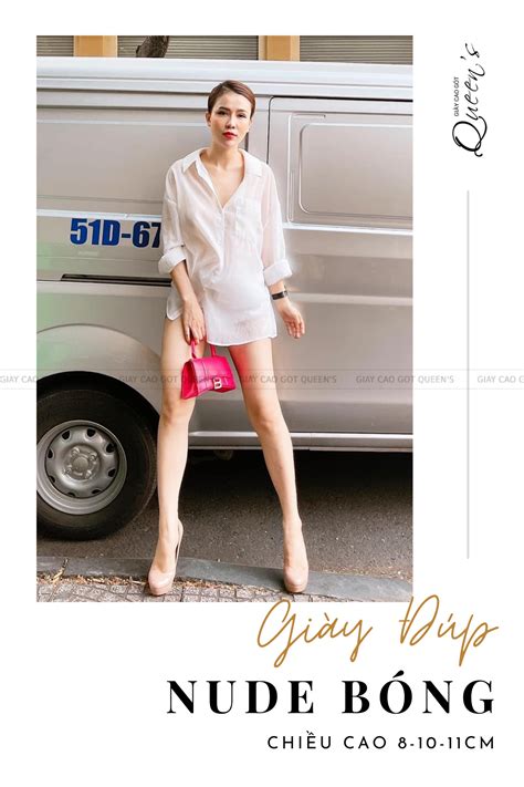 ĐÚP NUDE BÓNG Giày Cao Gót Queens