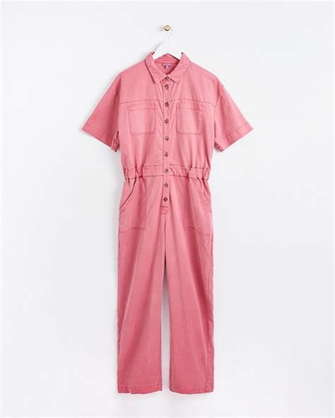 Utility Washed Short Sleeve Pink Jumpsuit Oliver Bonas In 2023 Pink