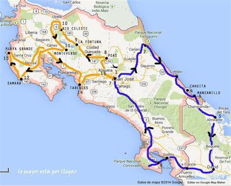 Costa Rica 606 Mapa Itinerario Realizado Artofit