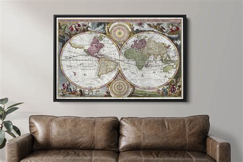 Old World Map Vintage World Map Canvas Art Old World Map Art Canvas Vintage Map Canvas Art