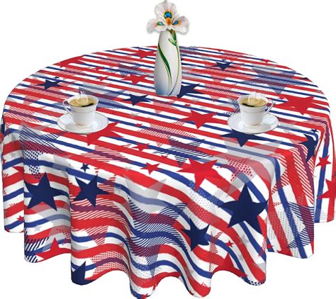 Amazon Pzoyubi Patriotic Tablecloth Round 60 Inch 4th Of July