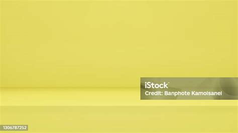 3d Rendering Empty Yellow Color Studio Room Background With Copy Space