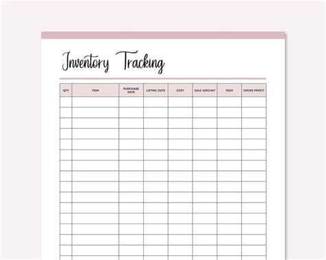 Printable Inventory Tracking Sheet, Inventory Tracker, Business Planner ...