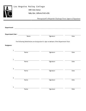 Fillable Online Lavc Prerequisite Co Requisite Challenge Form Approval