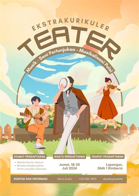 Poster Promosi Ekstrakurikuler Teater Ilustratif Template Canva In