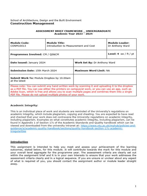 QA3A - Assessment Brief Framework CW 2 (Revised) 2023-24 (CONM10013) | Download Free PDF ...