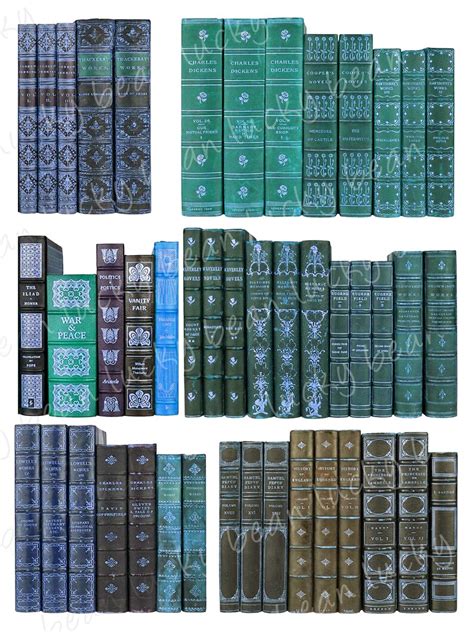 Vintage Book Covers Spines Blue Antique Books Ornate Etsy Uk