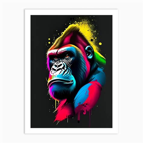 Angry Gorilla Gorillas Tattoo 1 Art Print by Primate Prints - Fy