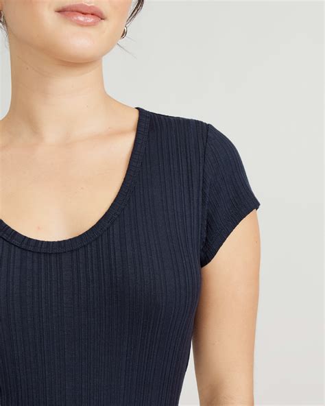 The Rib Soft Knit Scoop Neck Tee Navy Everlane