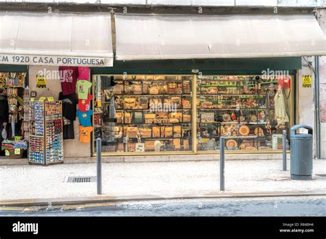 Shopping Street In Lisbon Street View In Chiado District Lisbon