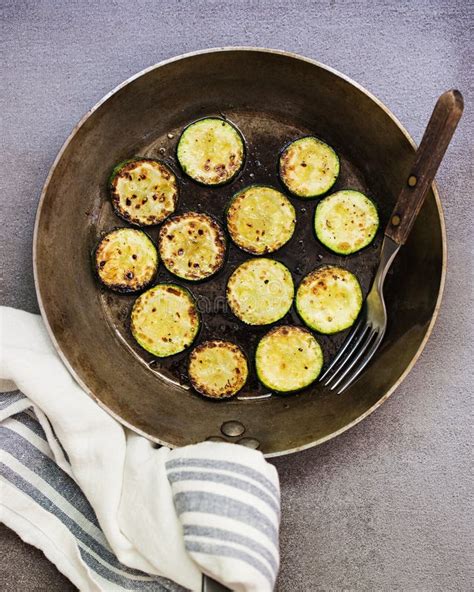 Fried Courgette In A Skillet Stock Photo Image Of Harvest Courgette