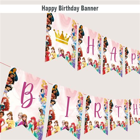 Princess Birthday Banner Princess Happy Birthday Decorations Princess Bunting Princess Decor ...