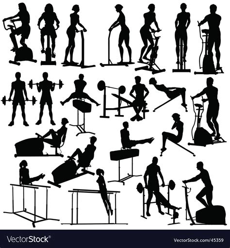 Gym Workout Silhouettes Vector By Tawng Image 45359 Vectorstock