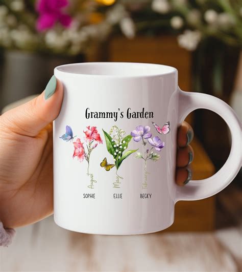 Personalized Birthday Flower Mug For Grandmother Mothers Day T For