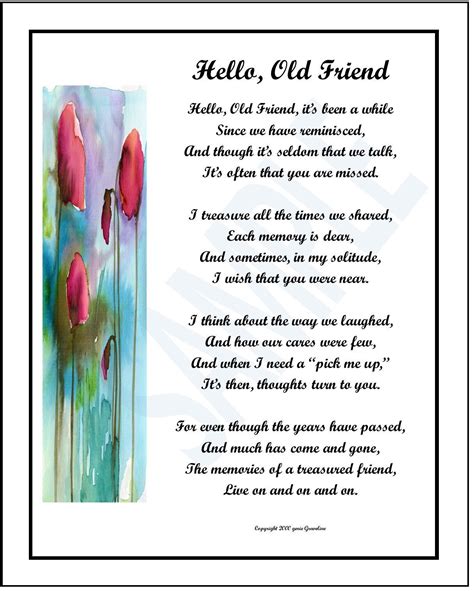 Poem For An Old Friend Digital Download Friend Verse Print Etsy