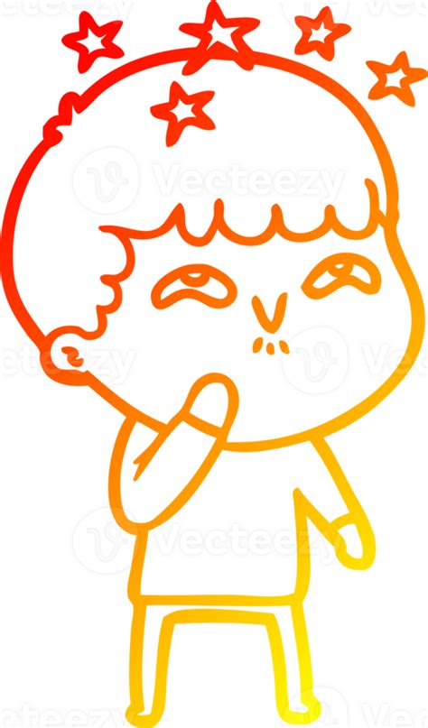 Warm Gradient Line Drawing Cartoon Amazed Boy 45280978 Png