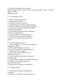 PDF Télécharger Questionnaire de lecture autonome le roi arthur