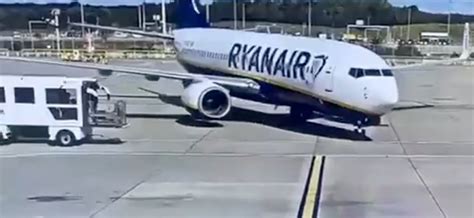 A Truck Hit A Ryanair Boeing 737 800 Arriving In Stand At London Stansted