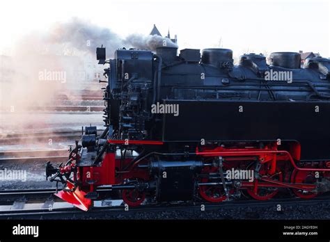 historic steam train in the winter Stock Photo - Alamy