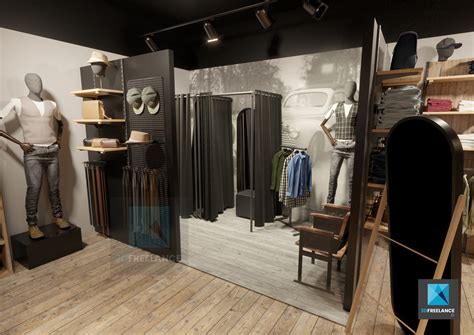 Design et modélisation 3D d une boutique de vêtements Jeans FREELANCE 3D