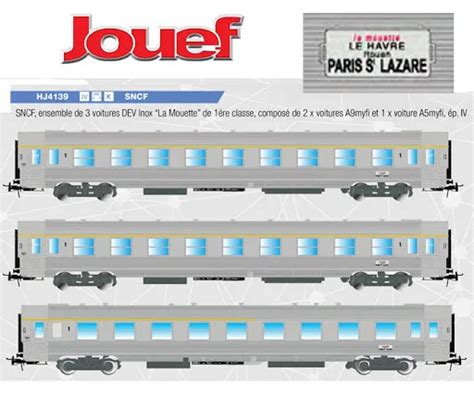 Jouef Hj4139 Set “la Mouette” 3 Carrozze Dev Inox A9 A6 A9t Sncf