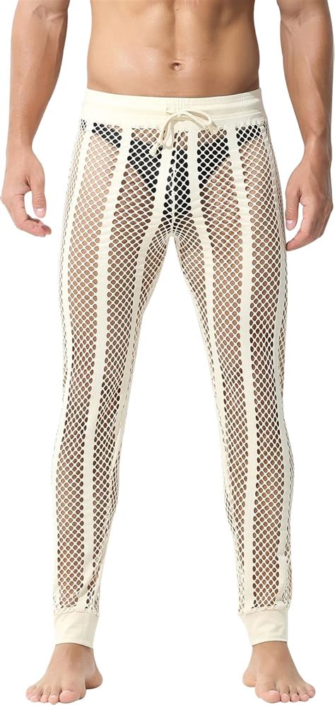 Feoya Herren Netz Hose Netz Leggings Sexy Netzhose Lang Hose Unterhose