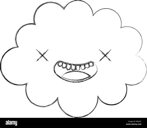 kawaii cloud cartoon character comic vector illustration hand drawing ...