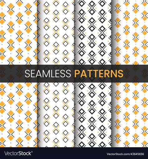 4 Types Of Geometric Shape Seamless Patterns Vector Image