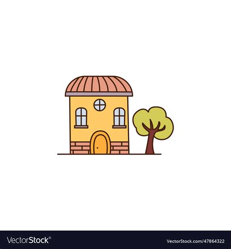 Cartoon yellow house icon brick Royalty Free Vector Image