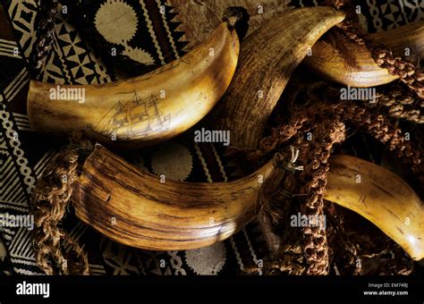 Whale's teeth and other fijian artifacts; Fiji Stock Photo - Alamy