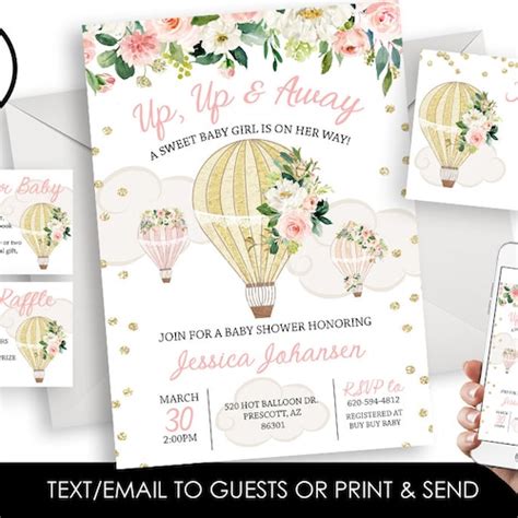 Up Up And Away Hot Air Balloon Gender Neutral Baby Shower Etsy