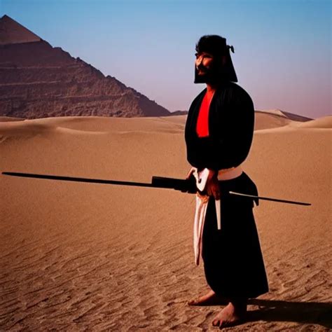 Krea Egyptian Samurai Holding A Katana Standing In Desert