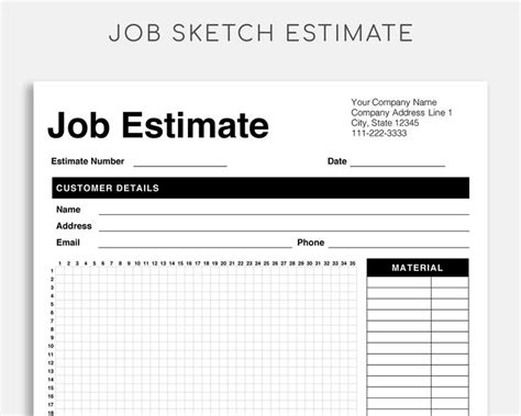 Job Sketch Estimate Form Editable Estimate Template Printable Estimate