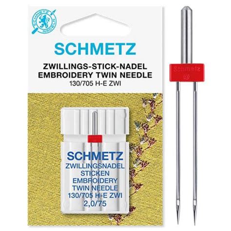 Двойная вышивальная игла Schmetz Twin Embroidery №75/2,0 (130/705H-E ...