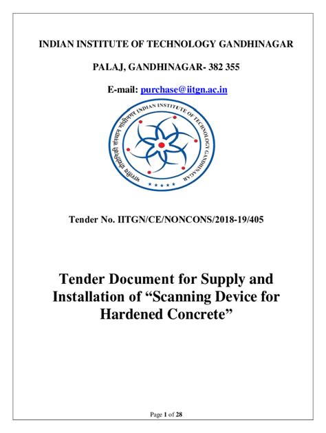 Fillable Online Iitgn Ac Tender Document For Supply And Installation Of